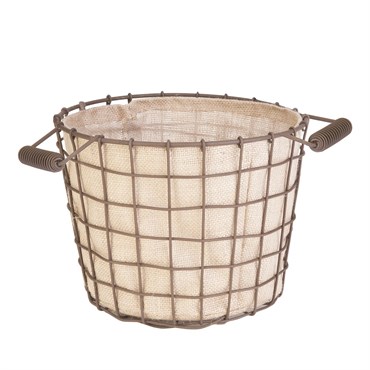 Panacea 14" Lg Rust Woven Bushel Basket Burlap Liner