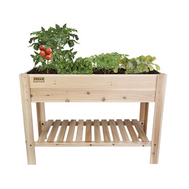 Panacea 47.5"x22"x33" Cedar Elevated Planter With Liner & Shelf