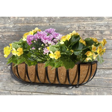 Panacea 30" English Trough Planter Basket W/ Coco Liner