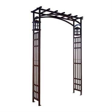 Panacea 78"H Mission Arbor With Lanterns Black