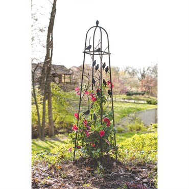 Panacea 64" Perching Birds Obelisk Black