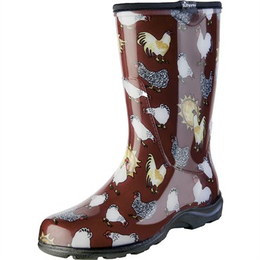 Sloggers Womens Boot w Trim Chicken Print Red Size 6