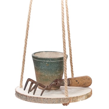 Primitve 6" Hanging Hardwood with Jute Hanger