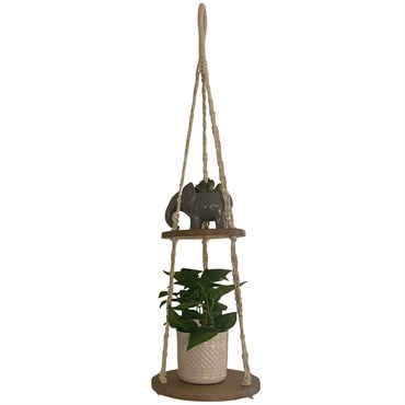 Primitive 2-Tier Hanging Table with Wooden Rounds