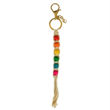 Primitive Rainbow Macrame Key Chain