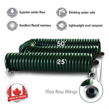 Plastair Springhose Coiled Water Hose 50' Hunter Green - Image 2