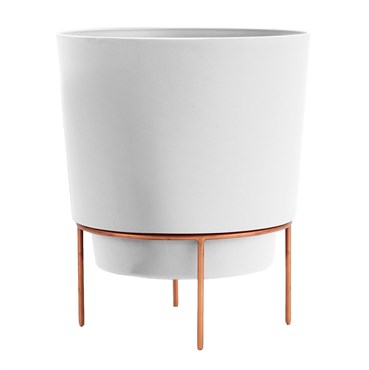 Bloem 6" Hopson Planter Casper White With Metal Stand
