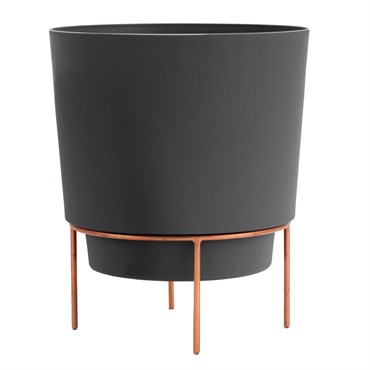 Bloem 10" Hopson Planter Charcoal With Metal Stand