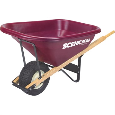 Scenic Road 6cu 1 Wheel w/ Turf Flat Free Tire Wheelbarrow Maroon