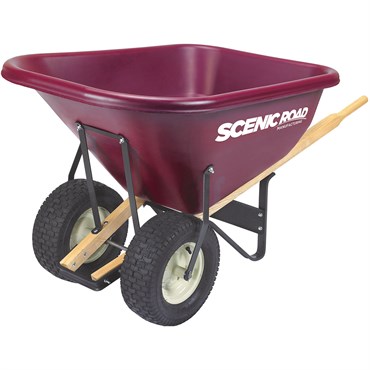 Scenic Road 8cu 2 Wheel w/ Turf Flat Free Wheelbarrow Maroon
