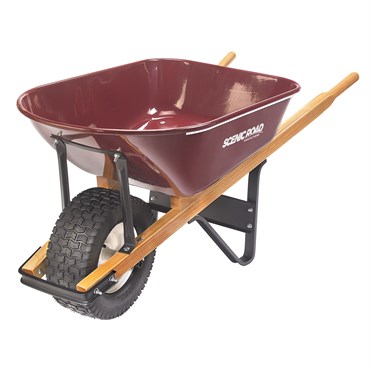Scenic Road 6cu 1 Wheel Steel w/ Turf Tire Wheelbarrow Maroon