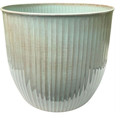 Sun Ceramica 12" San Miguel Metal Pot Green