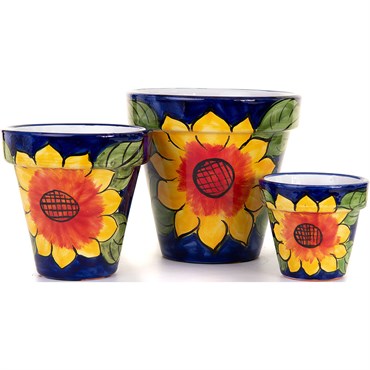 Sun Ceramica Std Pot Set of 3 Sunflower