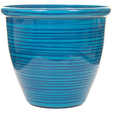 Sun Ceramica 12" Lightweight Hand Painted Planter Blue 12"x11"