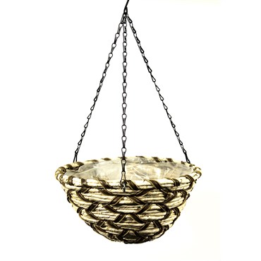 SuperMoss 14" Round Woven Hanging Basket Natural Snowbird