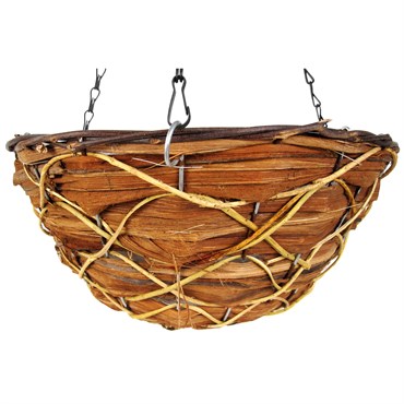 SuperMoss 14" Round Woven Hanging Basket Natural Timberline