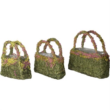SuperMoss 3pc Set Beaumont Lavender Purse Moss Deco Planters