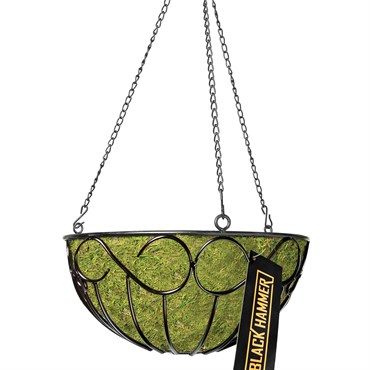 SuperMoss 14" Black Hammer Wire Round Hanging Basket Bristol
