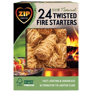 Zip Twisted Wood Wool Firestarters 24pc 100% Natural