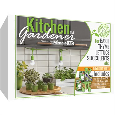 Miracle LED Kitchen Gardener LED Grow Light Kit, 3-Foot Length, with 2 Ultra Grow Lite Full Spectrum Grow Bulbs