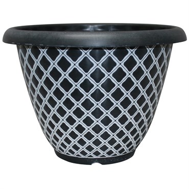 Southern Patio 13" Quilted Bell Planter Black & White