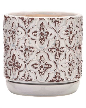 Southern Patio 8" French Rustic Planter White Finish