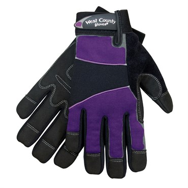 SWI West County Woman Work Glove Glove Iris Medium Synthetic Leather Pad Palm