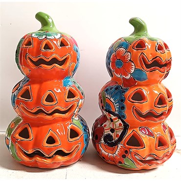Talavera 10"H x 6"W Stacked Pumpkins