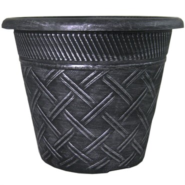 Grower Select 11.00 Nondas Lattice Pot Black / Silver 1.9gal 50/CS - 10.827in OD x 9.5in ID x 8.734in H