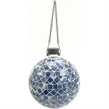 VCS 10" Blue Triangle & Square Glass Globe w/ Hanging Chain