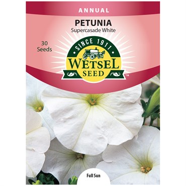 Petunia, White Supercascade 30 Seed Count
