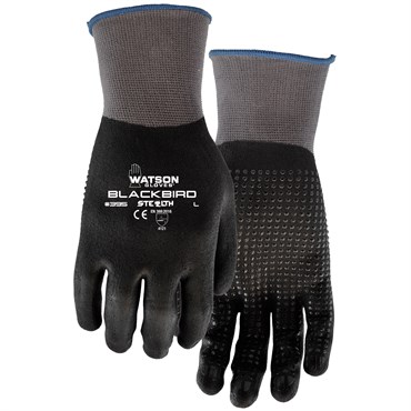 Watson Gloves Stealth Blackbird Medium Nitrile w/Dot Palm