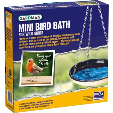 WSP Mini Glazed Blue Bird Bath
