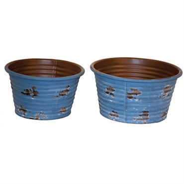 WSP Tub Round Set Of 2 Distressed Blue