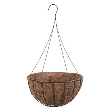 WSP 14" Wire Grow Basket With Coco Liner & 4 Leg Wire Hanger Black