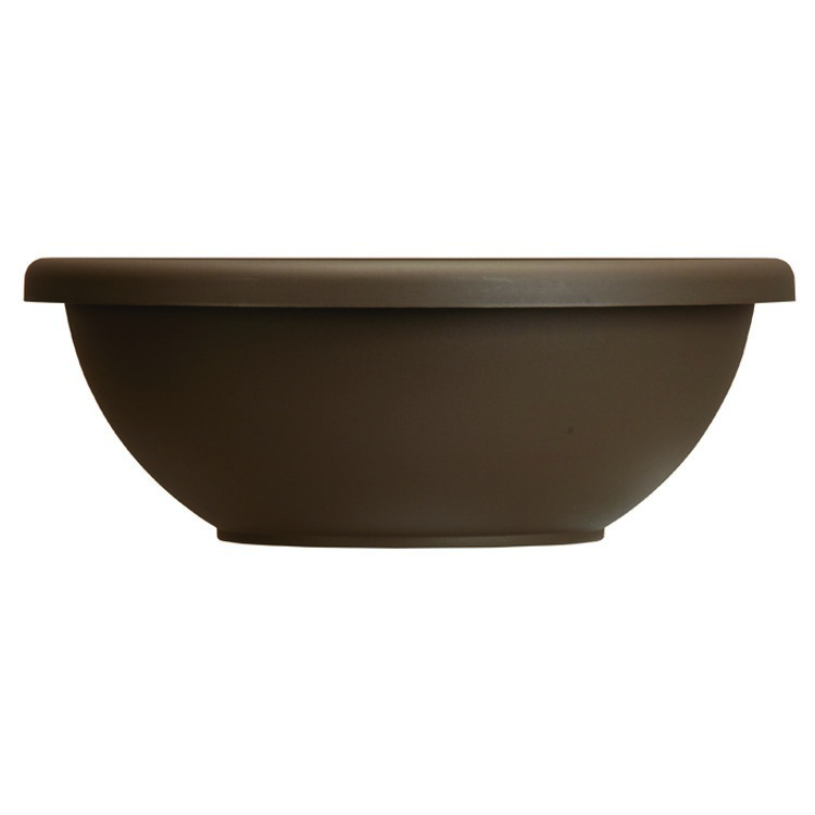 HC 22" Garden Bowl Planter Chocolate w/ Removable Drain Plugs Akro Mils — priced per each; minimum 6; multiples of 6