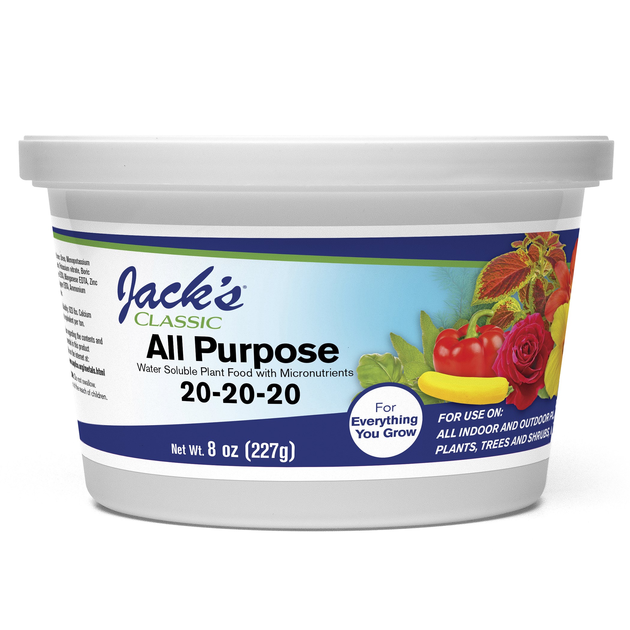 Jacks Classic 8oz All Purpose 20-20-20 Fertilizer — priced per each; minimum 12; multiples of 12