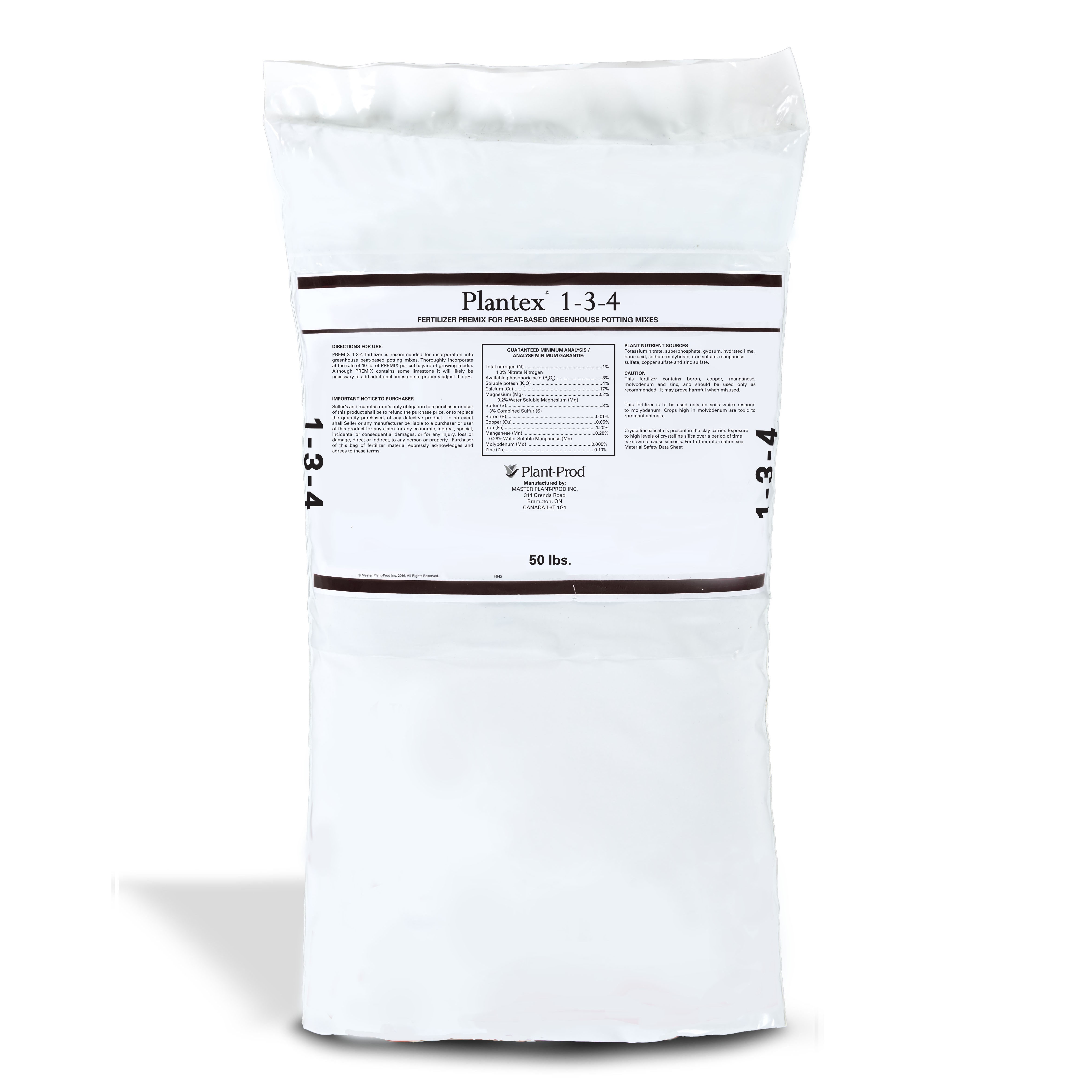 Plant-Prod 1-3-4 Premix Fertilizer 50Lb — Single Unit