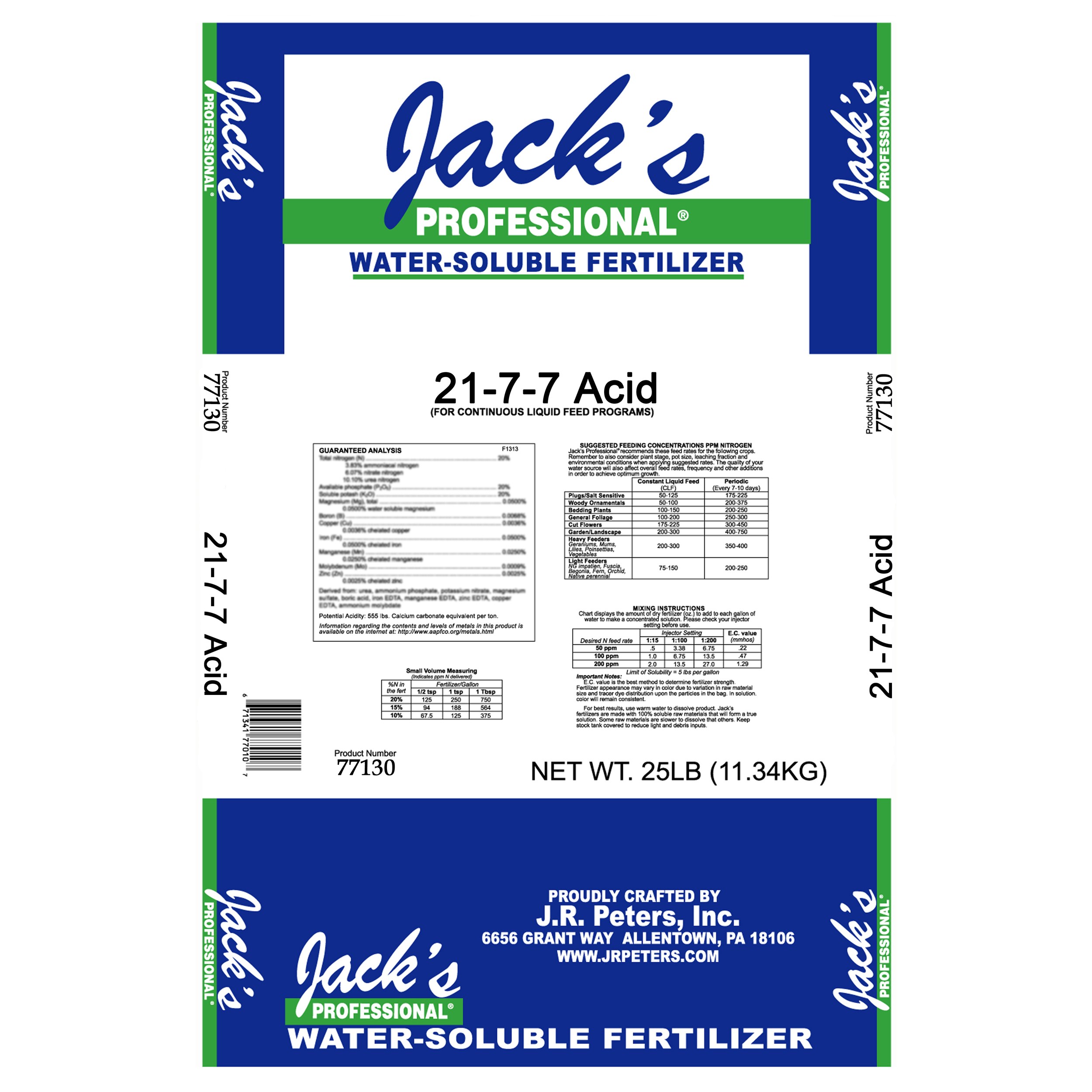 Jacks Prof Acid 21-7-7 25Lb — Single Unit