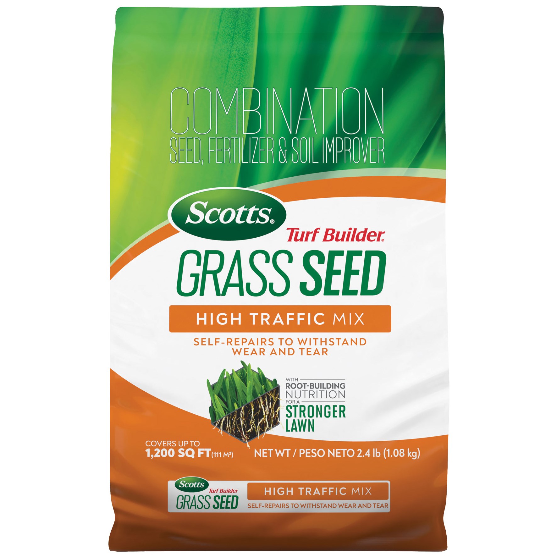 Scotts 2.4# Turf Builder High Traffic Grass Seed — priced per each; minimum 6; multiples of 6