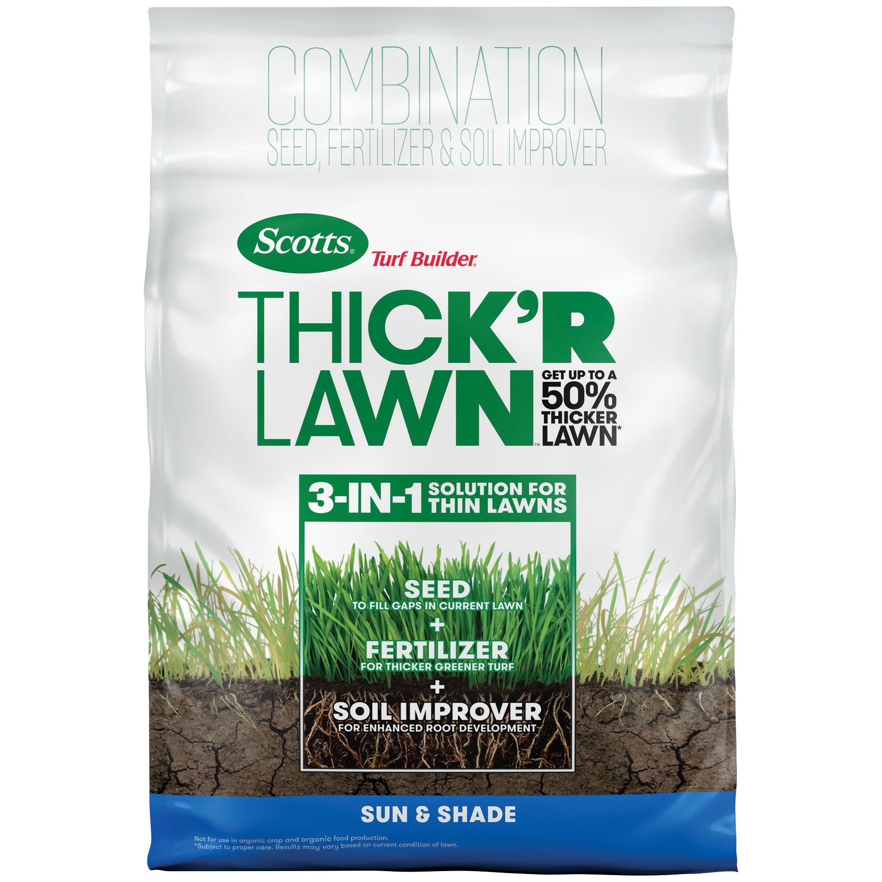 Scotts 12# Thick R Lawn Sun & Shade — priced per each; minimum 4; multiples of 4