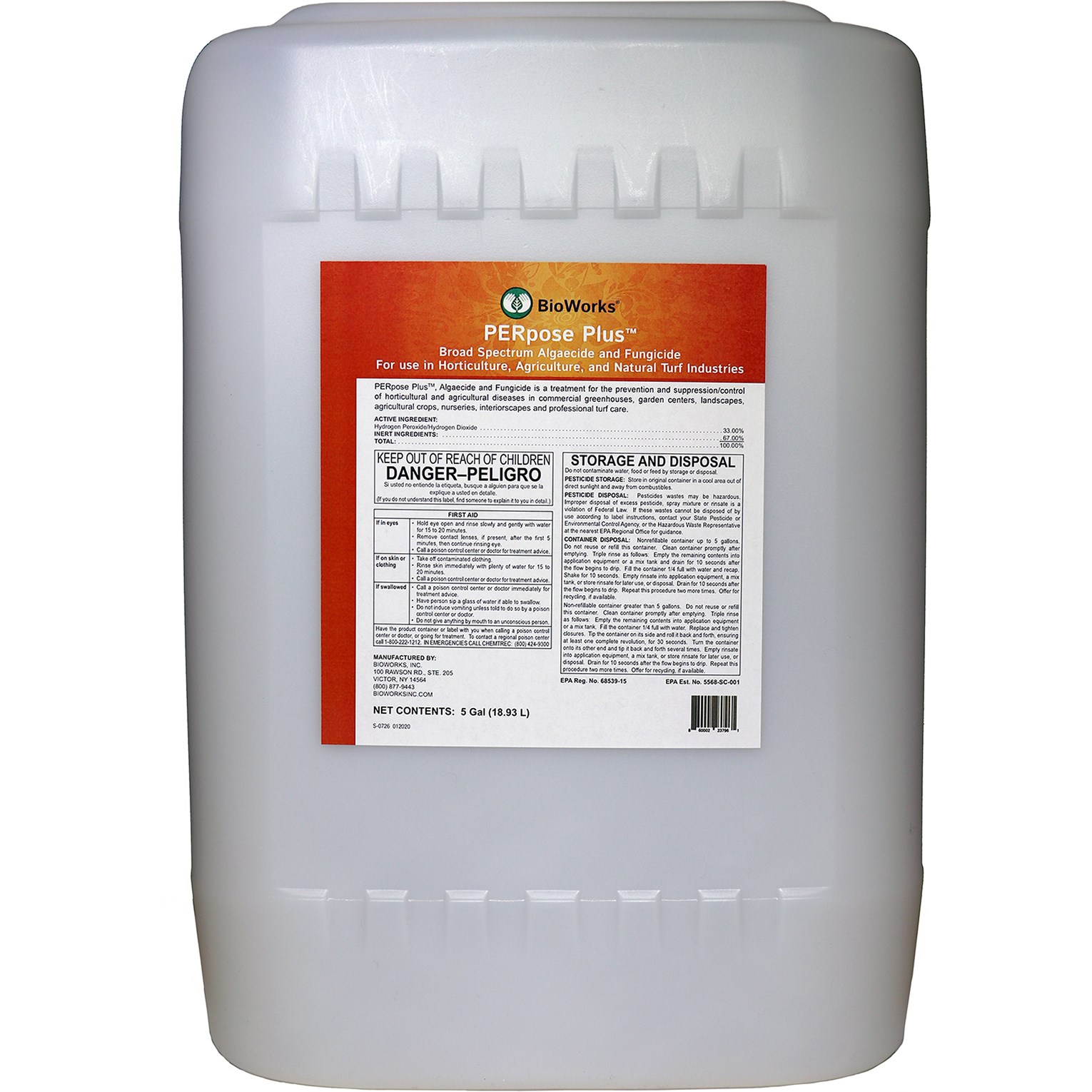 Bioworks PERpose Plus 5Gl OMRI HAZ ( Hydrogen Peroxide / Hydrogen Dioxide )