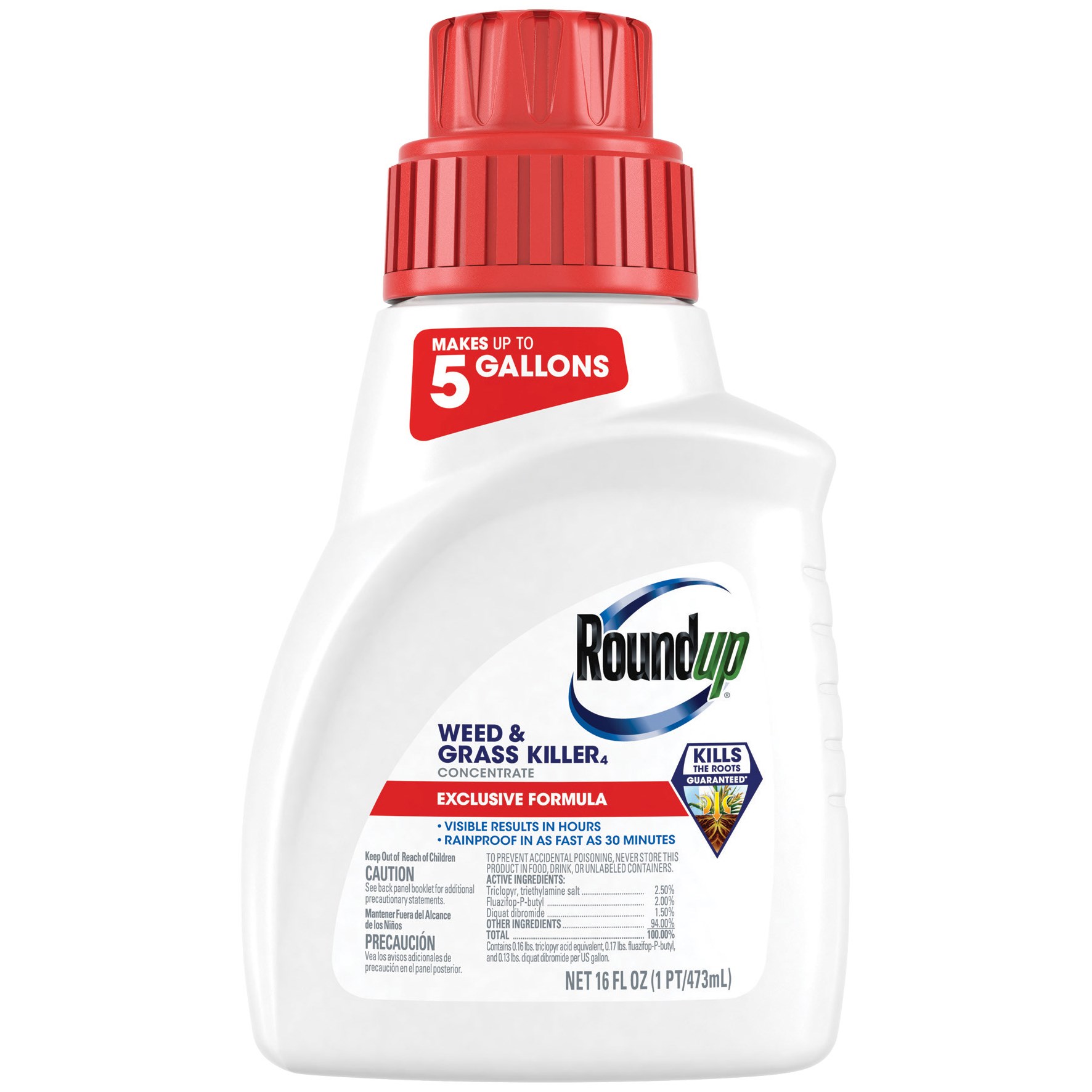 Roundup 16oz Weed & Grass Killer Concentrate Plus — priced per each; minimum 12; multiples of 12