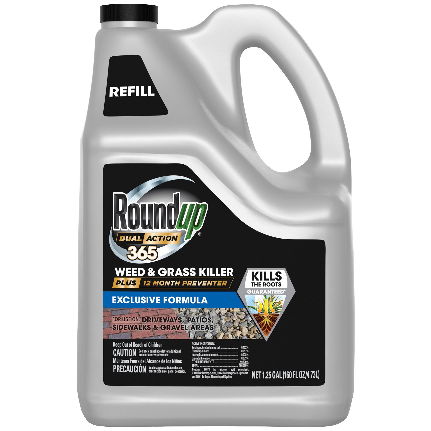 Roundup 1.25gal Dual Act 365 Weed Killer Plus Preventer — priced per each; minimum 4; multiples of 4