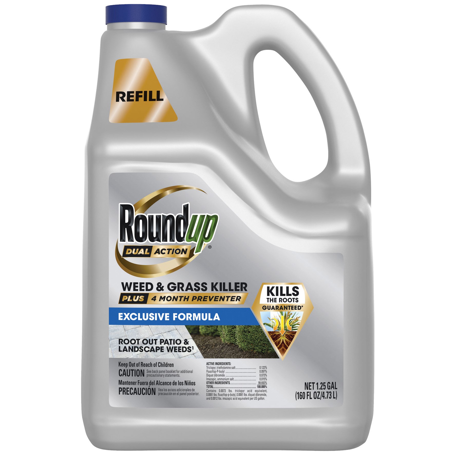 Roundup 1.25gal Dual Action Weed Grass Kill Preventer RTU — priced per each; minimum 4; multiples of 4