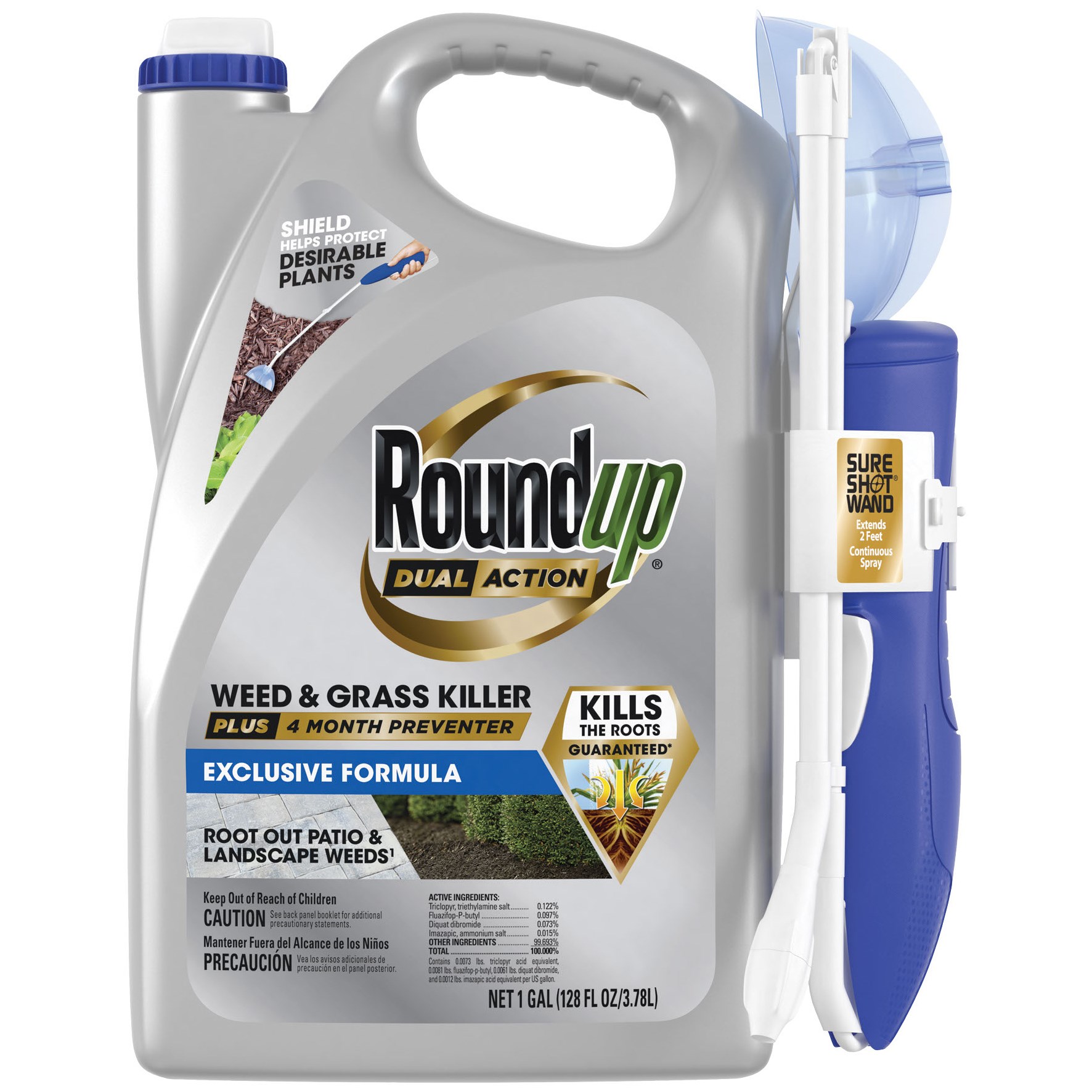 Roundup 1gal Dual Action Weed Grass Kill Preventer Sure Shot Wand — priced per each; minimum 4; multiples of 4