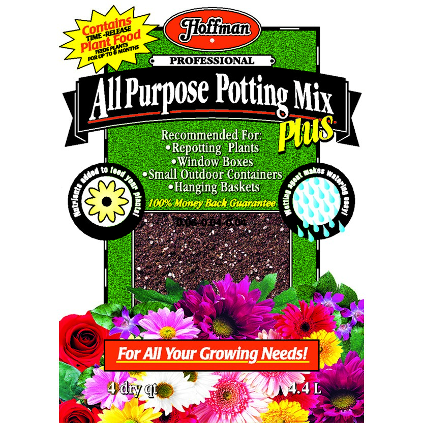 Hoffman 4qt All Purpose Potting Mix Plus — priced per each; minimum 12; multiples of 12