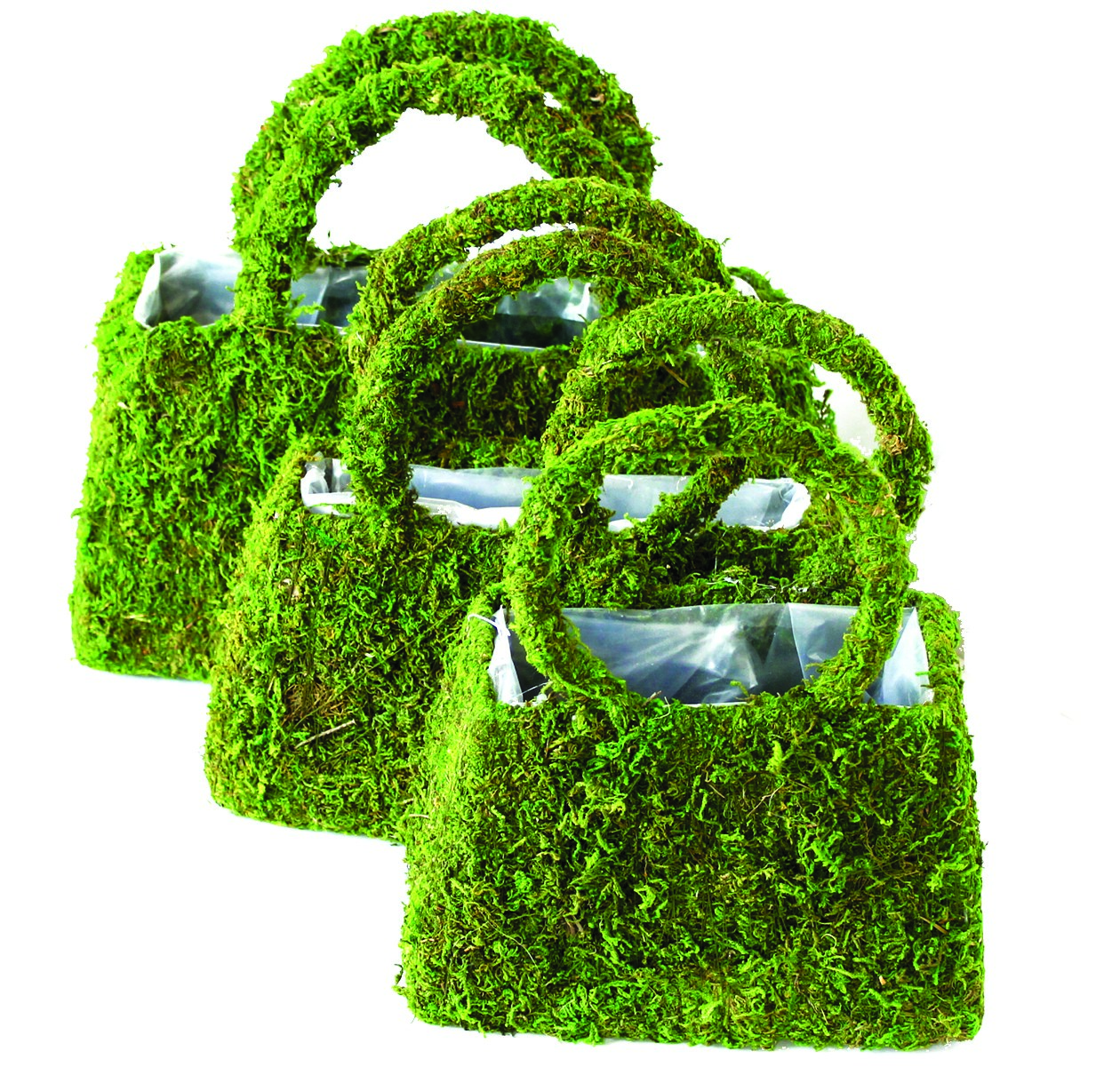 SuperMoss 3pc Set Beaumont Purse Moss Deco Planters