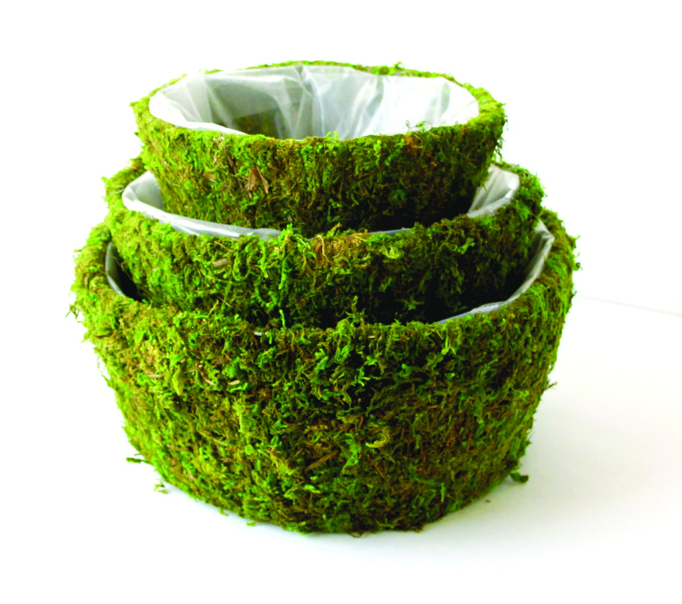 SuperMoss 3pc Set Roseville Round Moss Deco Baskets