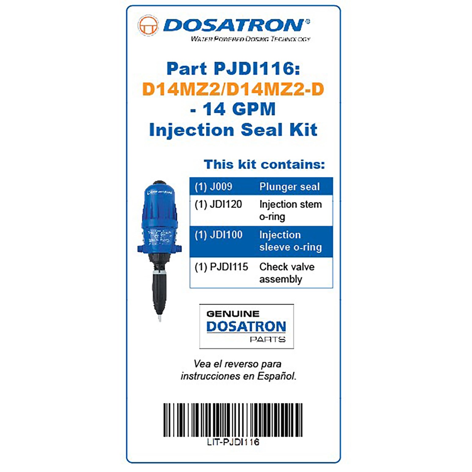 Dosatron Mini Maintenance Seal Kit Doser 14GPM - Image 6